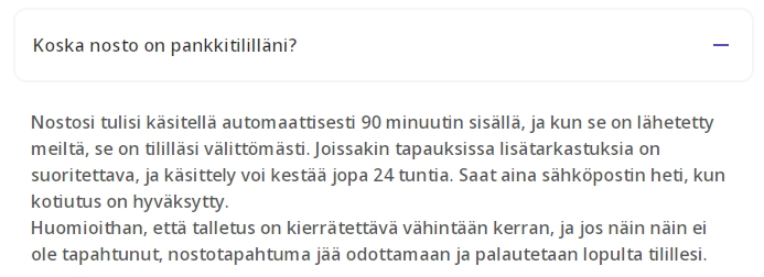 Casino Days kertoo kuinka nopeasti nostot käsitellään