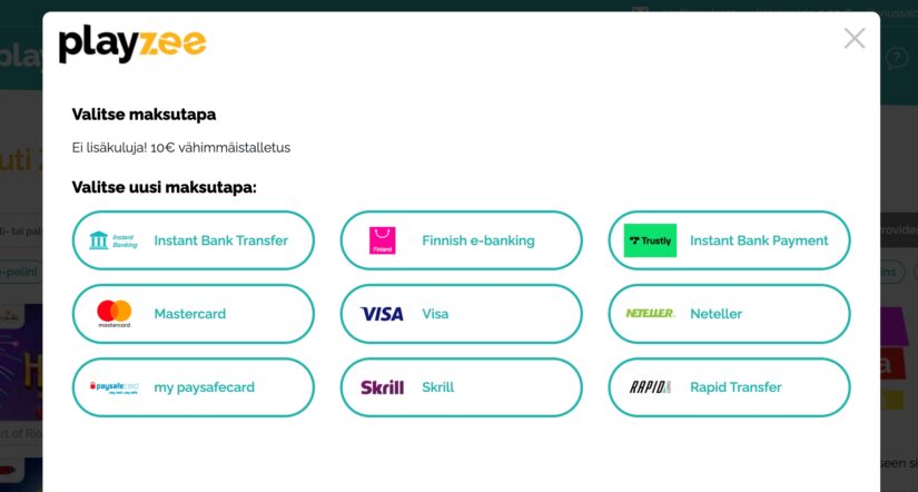 Playzee talletusvaihtoehdot