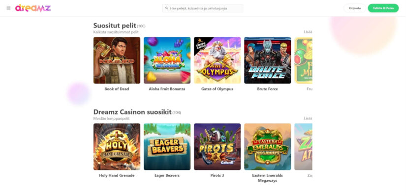 dreamz casino pelivalikoima
