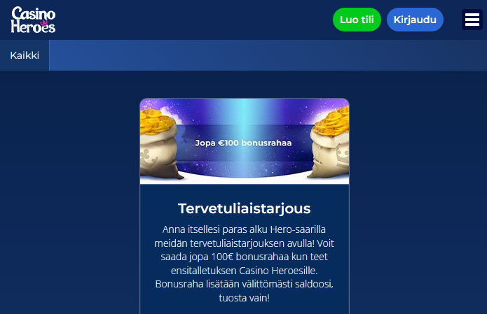 casino heroes talletusbonus