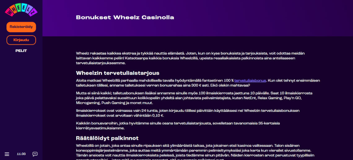 wheelz talletusbonus