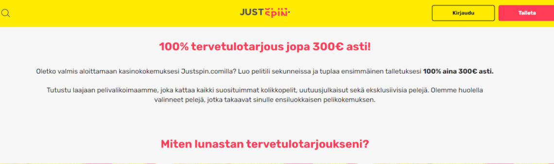 justspin talletusbonus