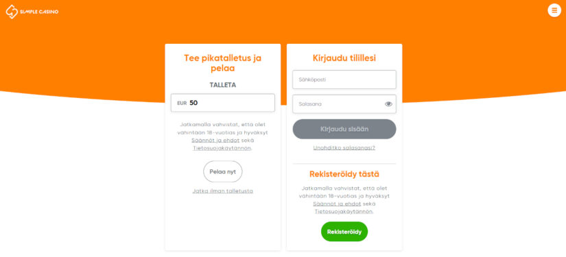 simple casino rahansiirrot