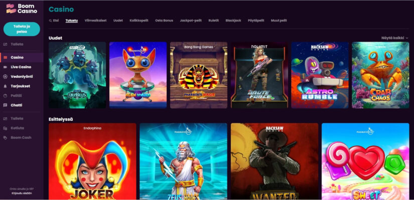 boom casino pelivalikoima
