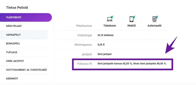 Virolaiset nettikasinot palautusprosentti