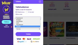 Netellerin valitseminen talletustavaksi Wildzillä