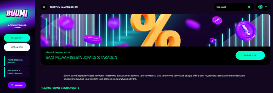 buumi casino bonus cashback