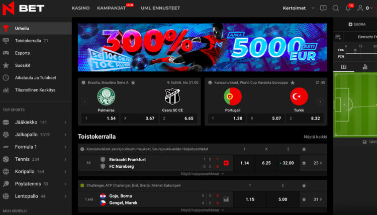 N1 Bet vedonlyönti peliaula