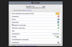 Verkkopankin valitseminen euteller talletuksen yhteydessä