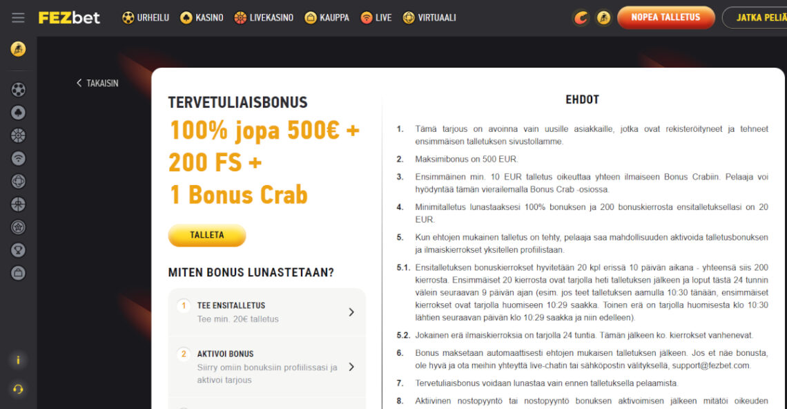 fezbet talletusbonus