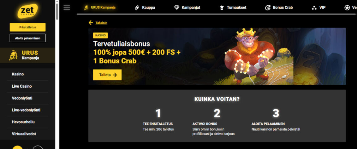 zet casino talletusbonus