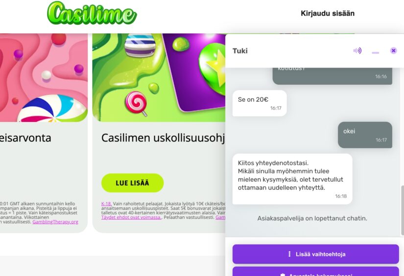 Casilime live chat