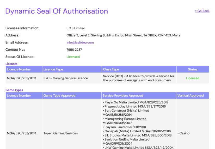 Betstron pelilisenssi Maltan peliviranomaisen lisenssirekisterissä