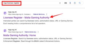 Näin etsit MGA lisenssirekisterin Google haulla