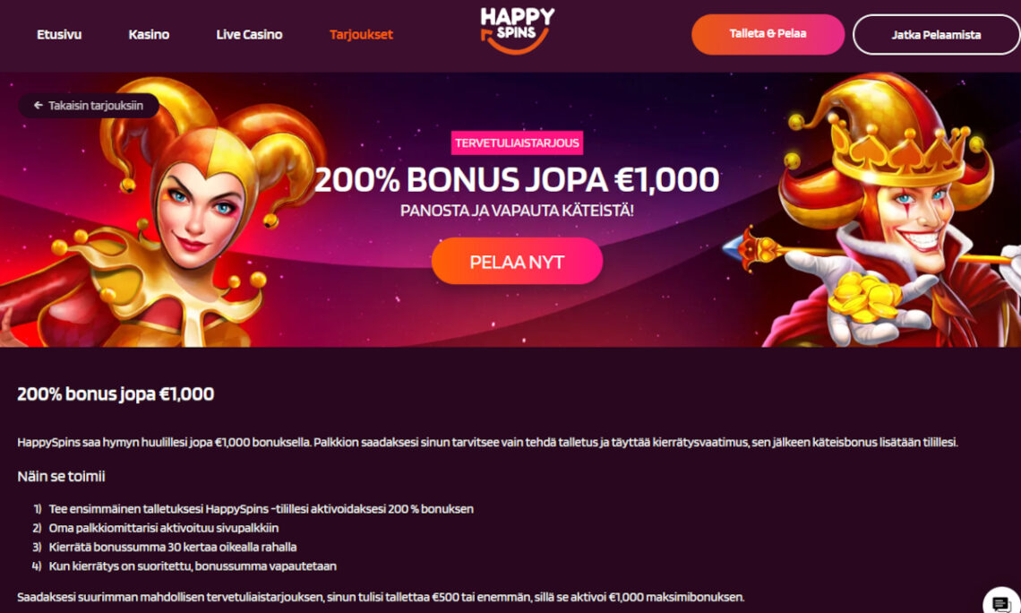 happy spins talletusbonus