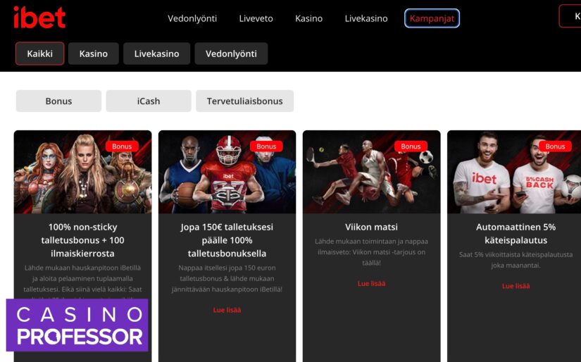 ibet Casinon voimassa olevat kampanjat