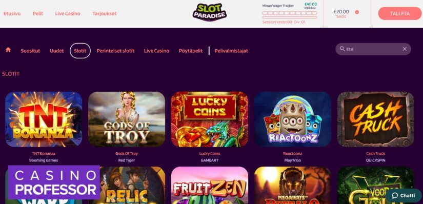 Slotparadise Casinon kolikkopeliaula