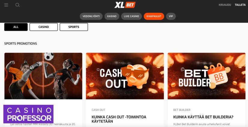 XLBet Casinon kampanjasivu