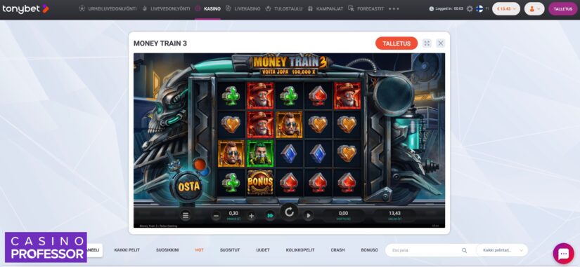 Money Train 3 kolikkopeli Tonybet Casinolla