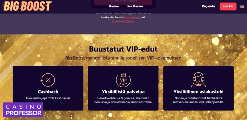 Lisätietoa BigBoost casinon vip ohjelmasta