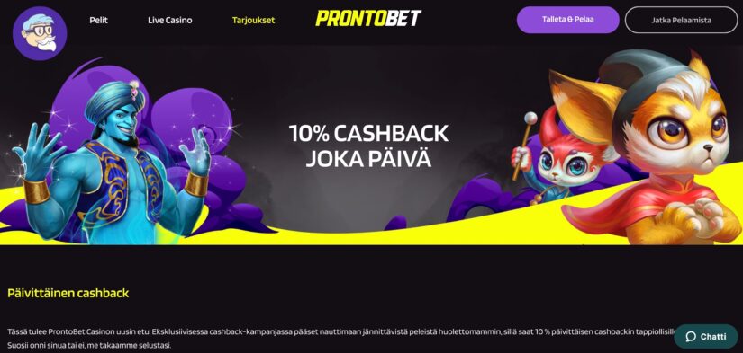 Prontobet cashback