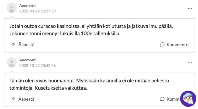 pelaajat keskustelevat curacao kasinolla pelaamisesta suomi24 sivustolla