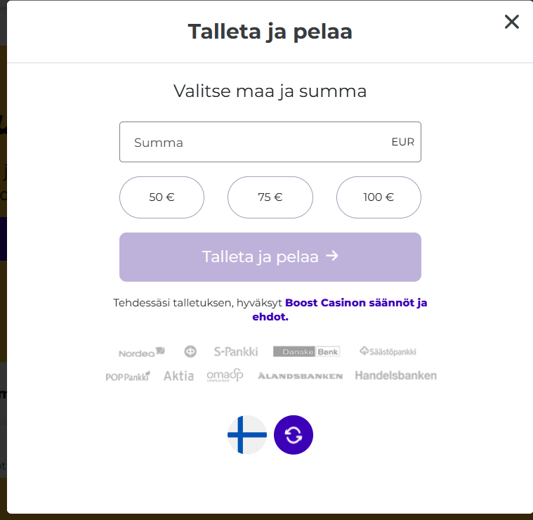 boost casino talletukset