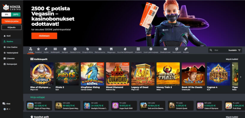 ninja casino pelivalikoima