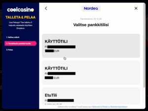 Nettikasino ilman rekisteröitymistä näyttää pelaajalle tilit joista voi tehdä talletuksen