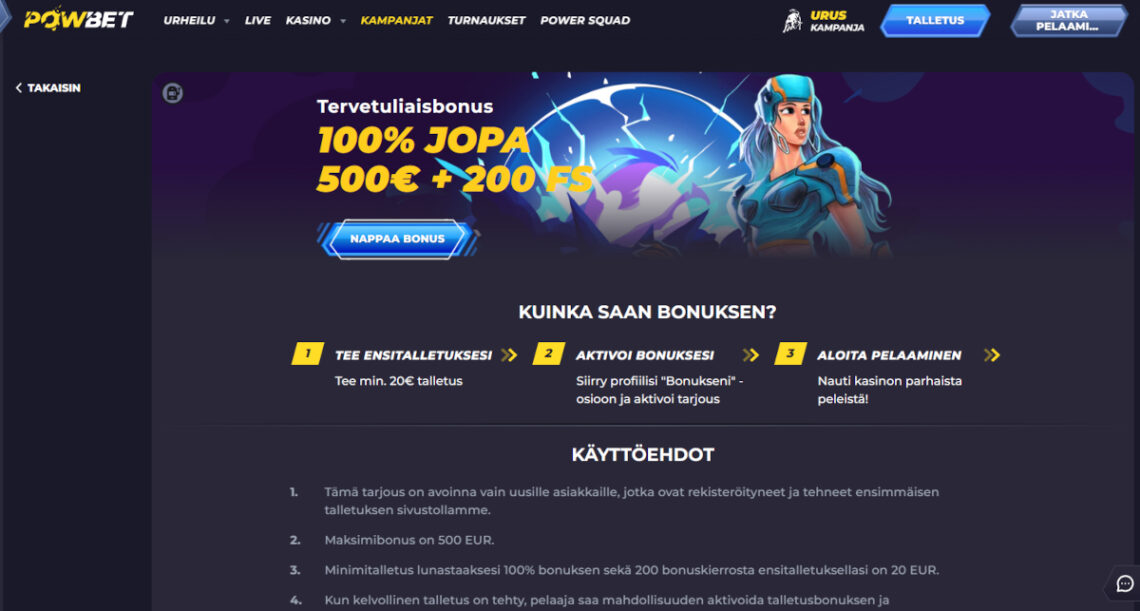 powbet talletusbonus