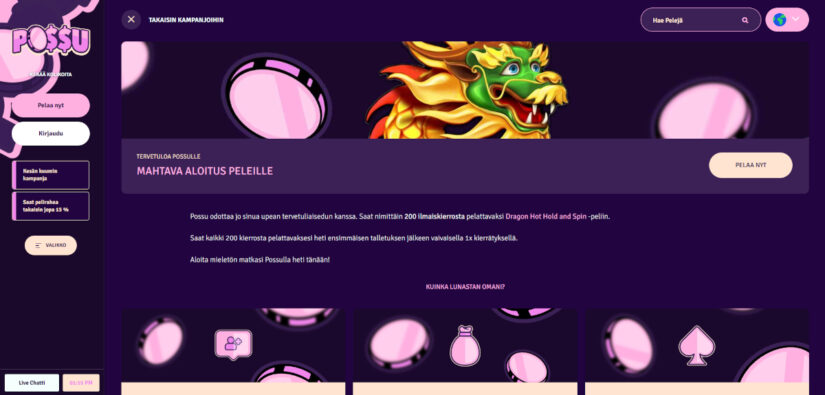 possu casino bonus