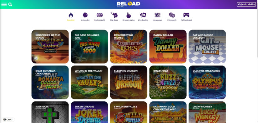reload casino pelivalikoima