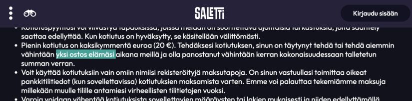 Saletti kotiutus