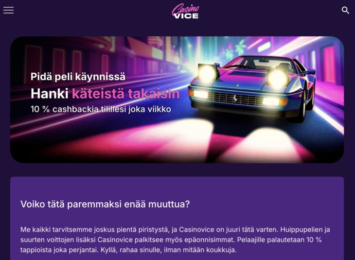 Cashback casino Vice