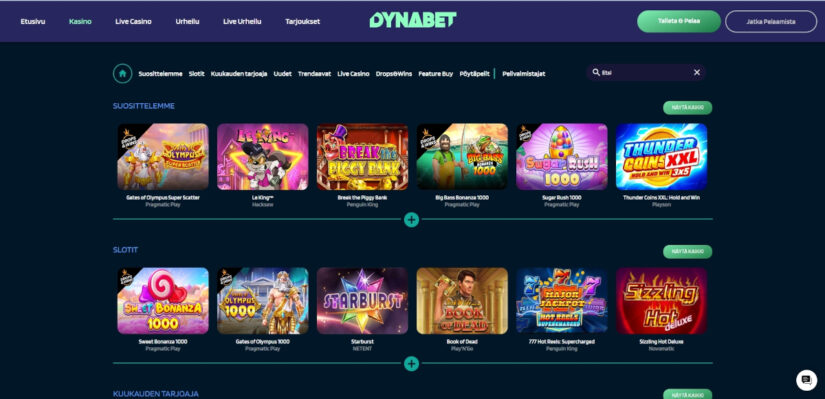 dynabet pelivalikoima