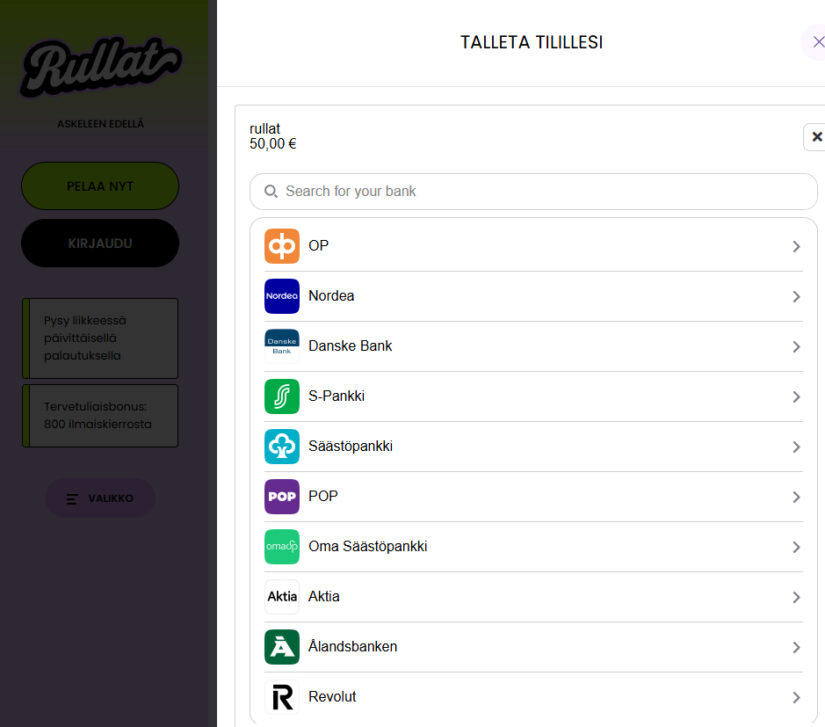 rullat talletus