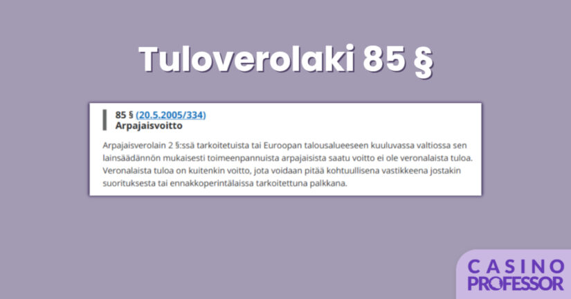 tuloverolaki arpajaisvoitto verotus