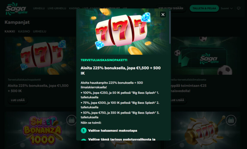 sagaspins talletusbonus