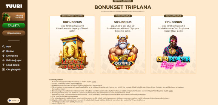 tuuri kasino talletusbonus