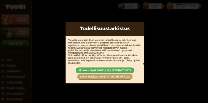 Tuuri Kasino todellisuustarkistus
