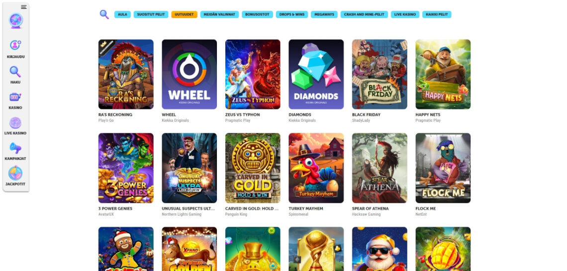 kiekka kasino pelivalikoima