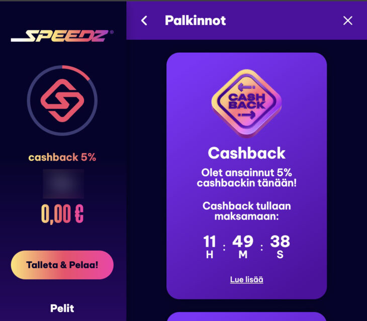 Speedz cashback