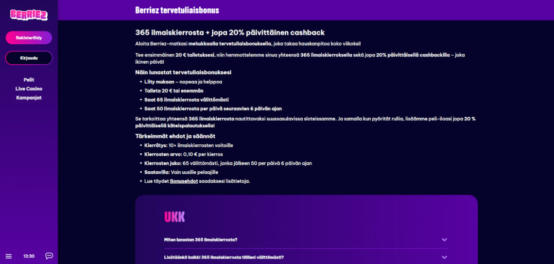 berriez talletusbonus