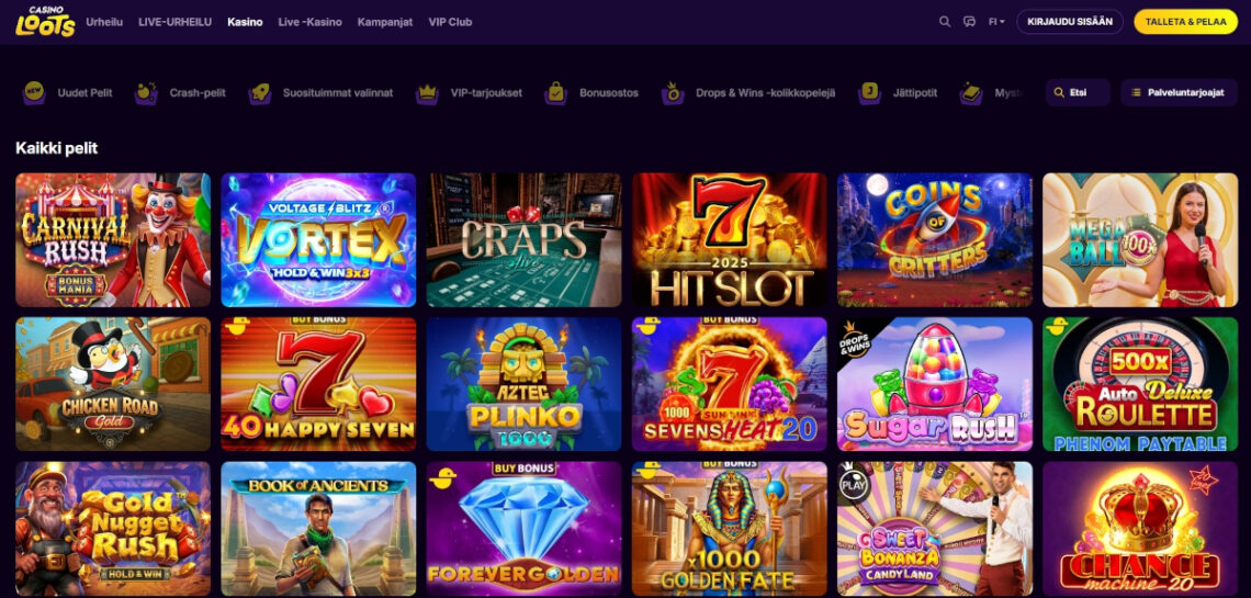 casinoloots pelivalikoima