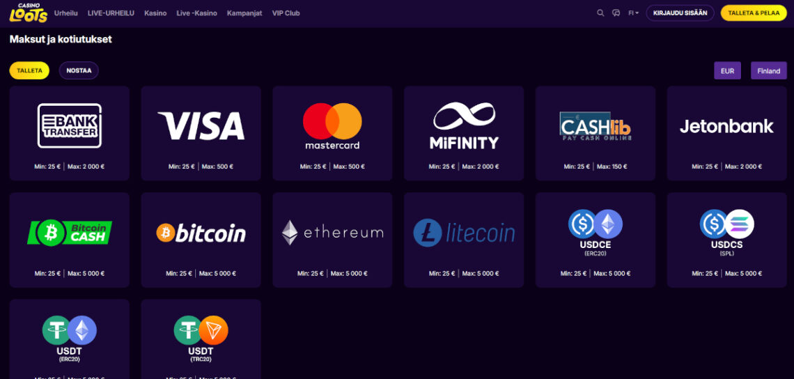 casinoloots talletukset