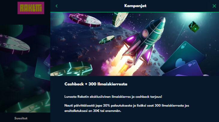 raketti talletusbonus