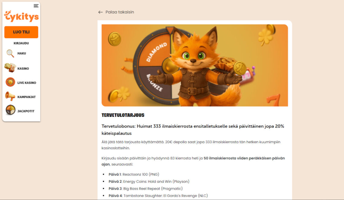 tykitys casino ilmaiskierrokset