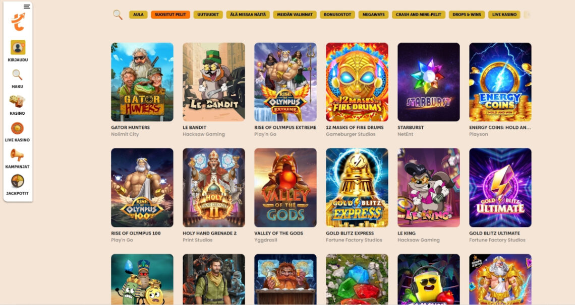 tykitys casino pelivalikoima