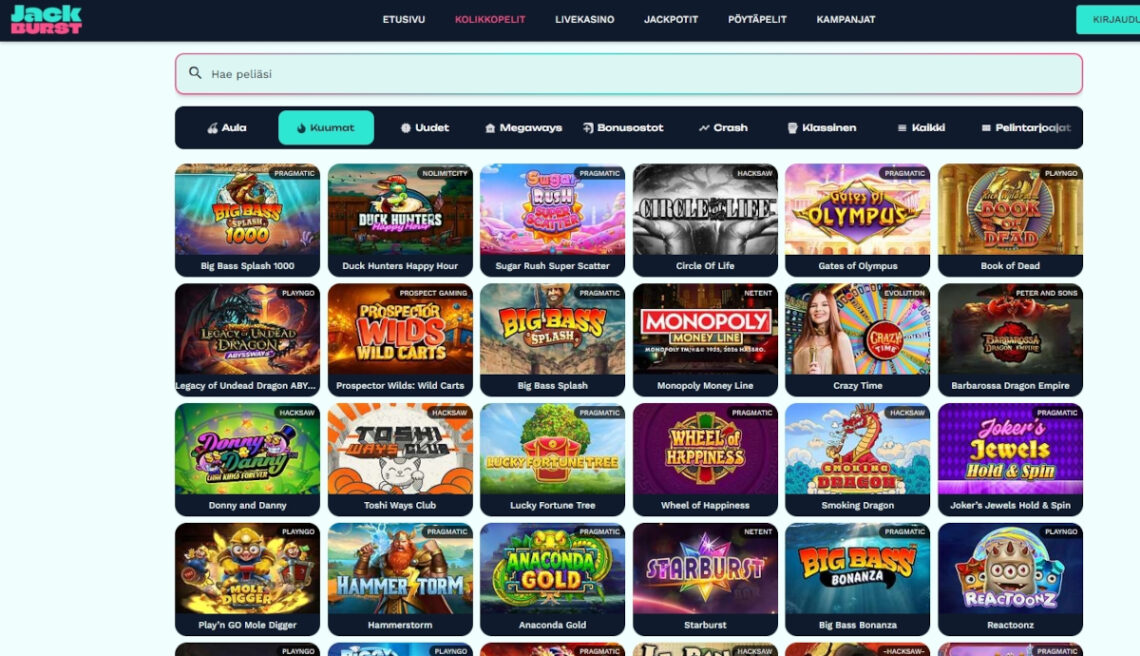 jackburst pelivalikoima