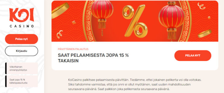 koi casino bonus cashback